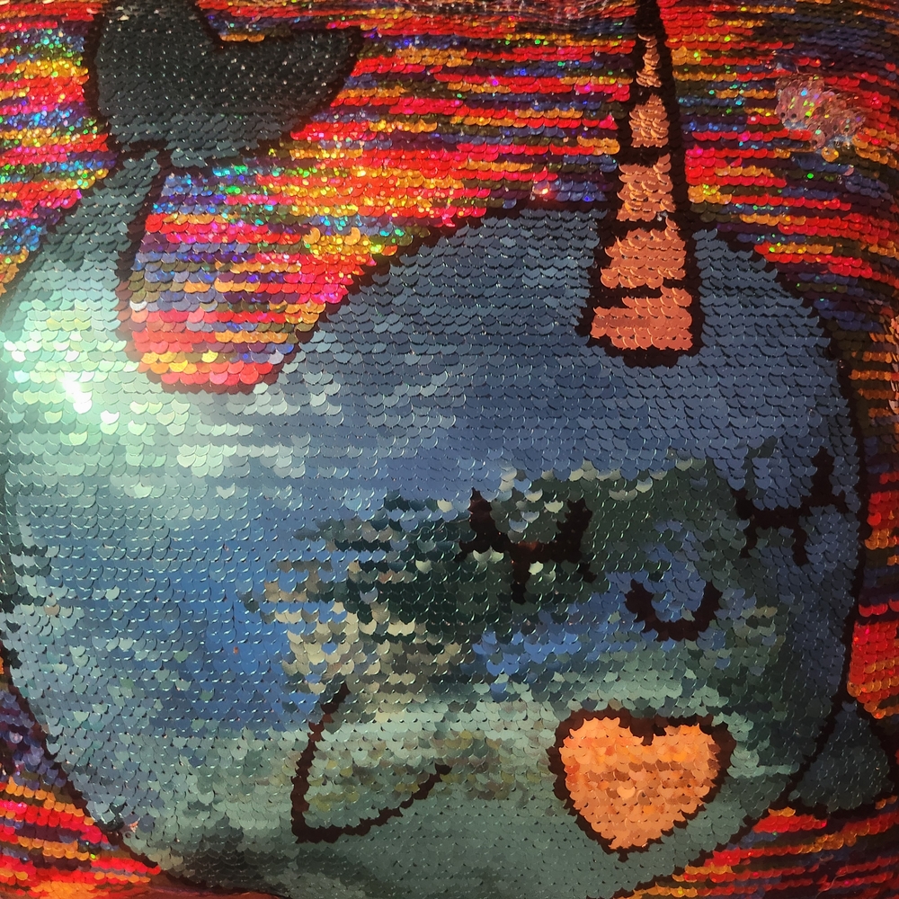 Sequin Narwhal Pillow with Wreath Pillow